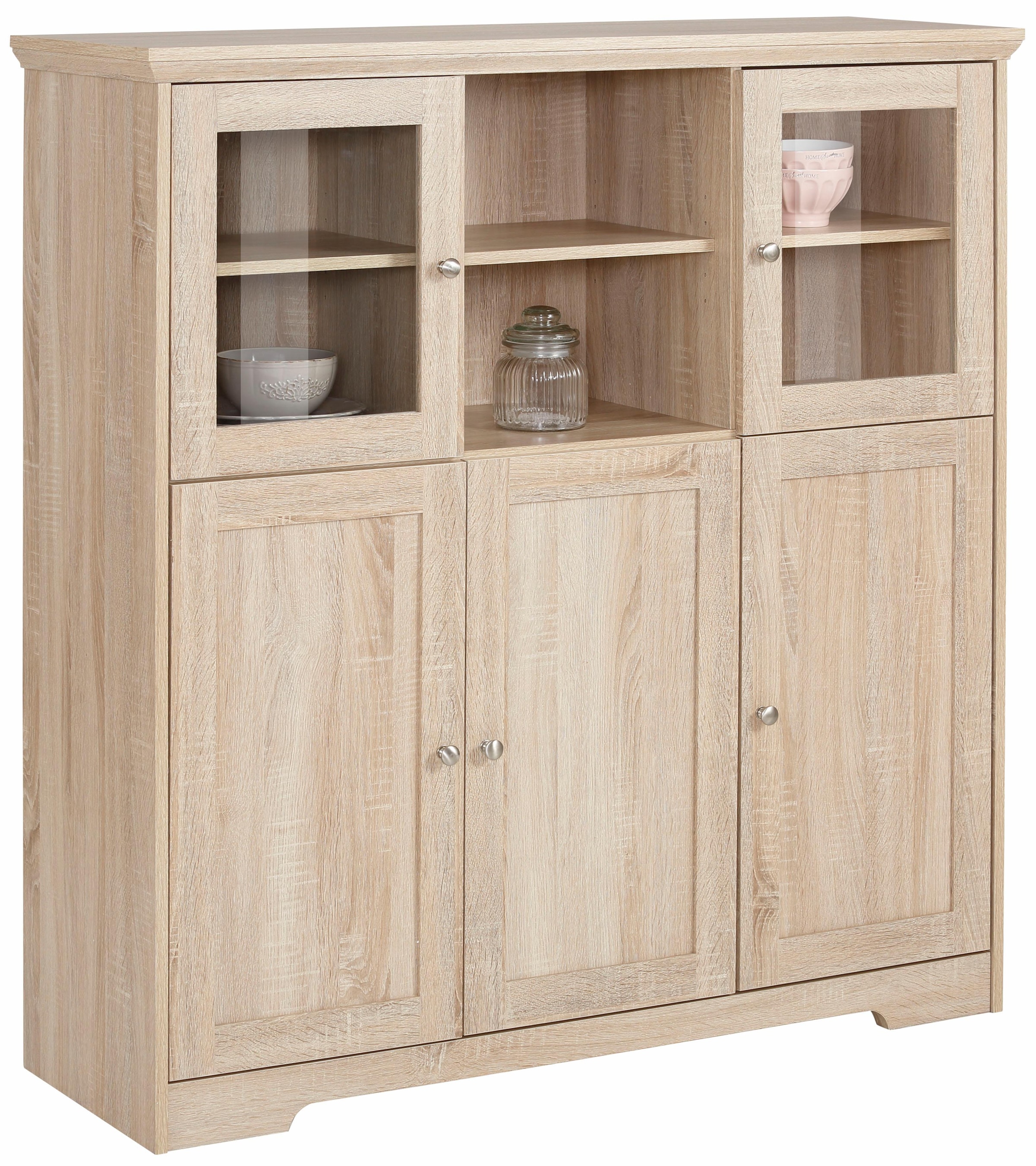 Home affaire Highboard »Nanna« Vitrine in Eichen-Optik, Breite 118 cm