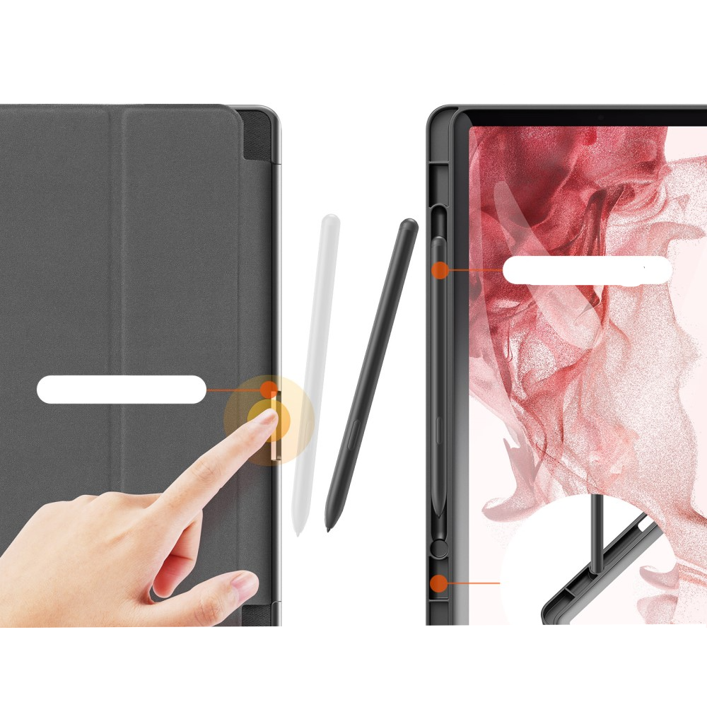 Samsung Galaxy Tab S9 Tasche Smart Cover Hülle Stoff Design mit S-Pen Halterung - Schwarz