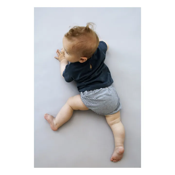 Gray Label Bloomer Rayé Coton Bio | Bleu gris