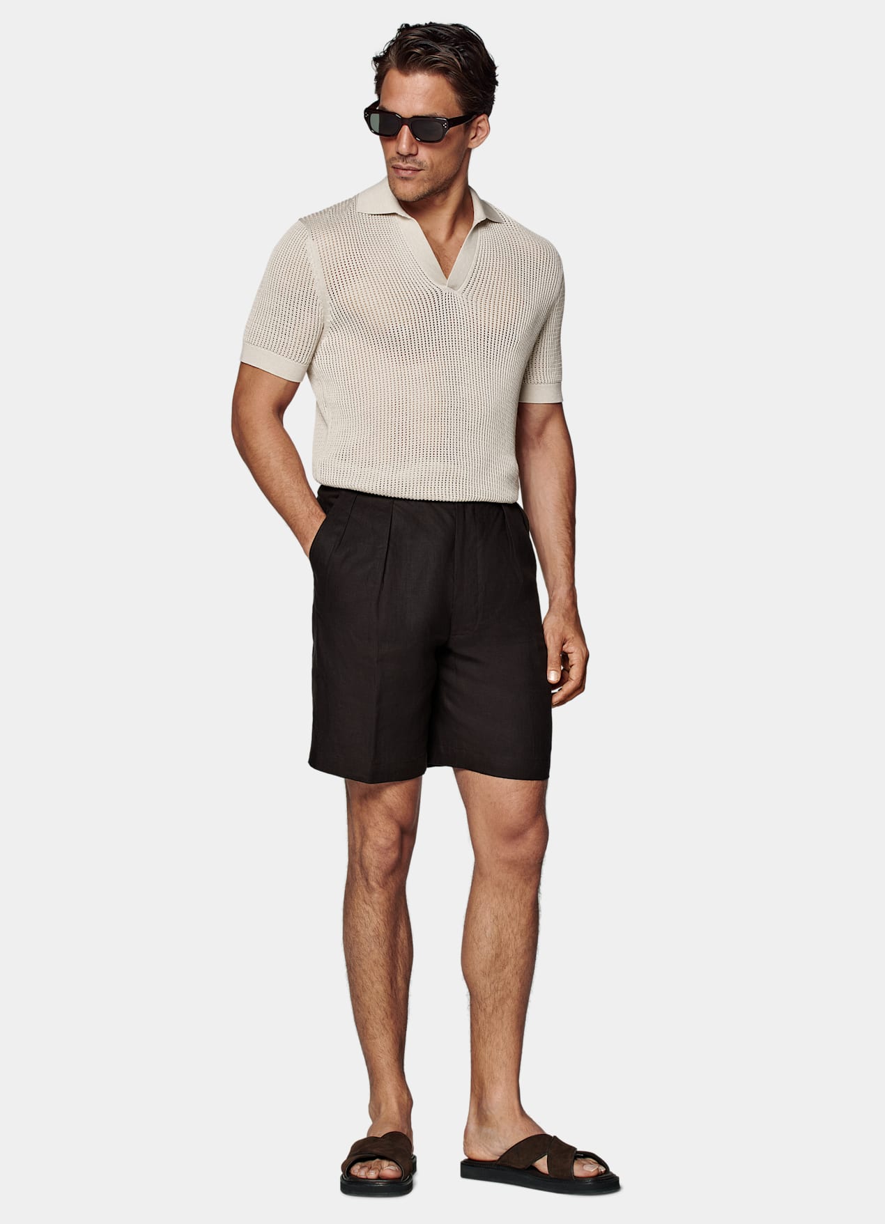 Short Straight Leg marron foncé