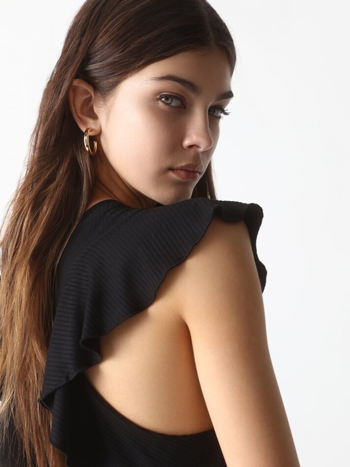 Body com babados - Preto