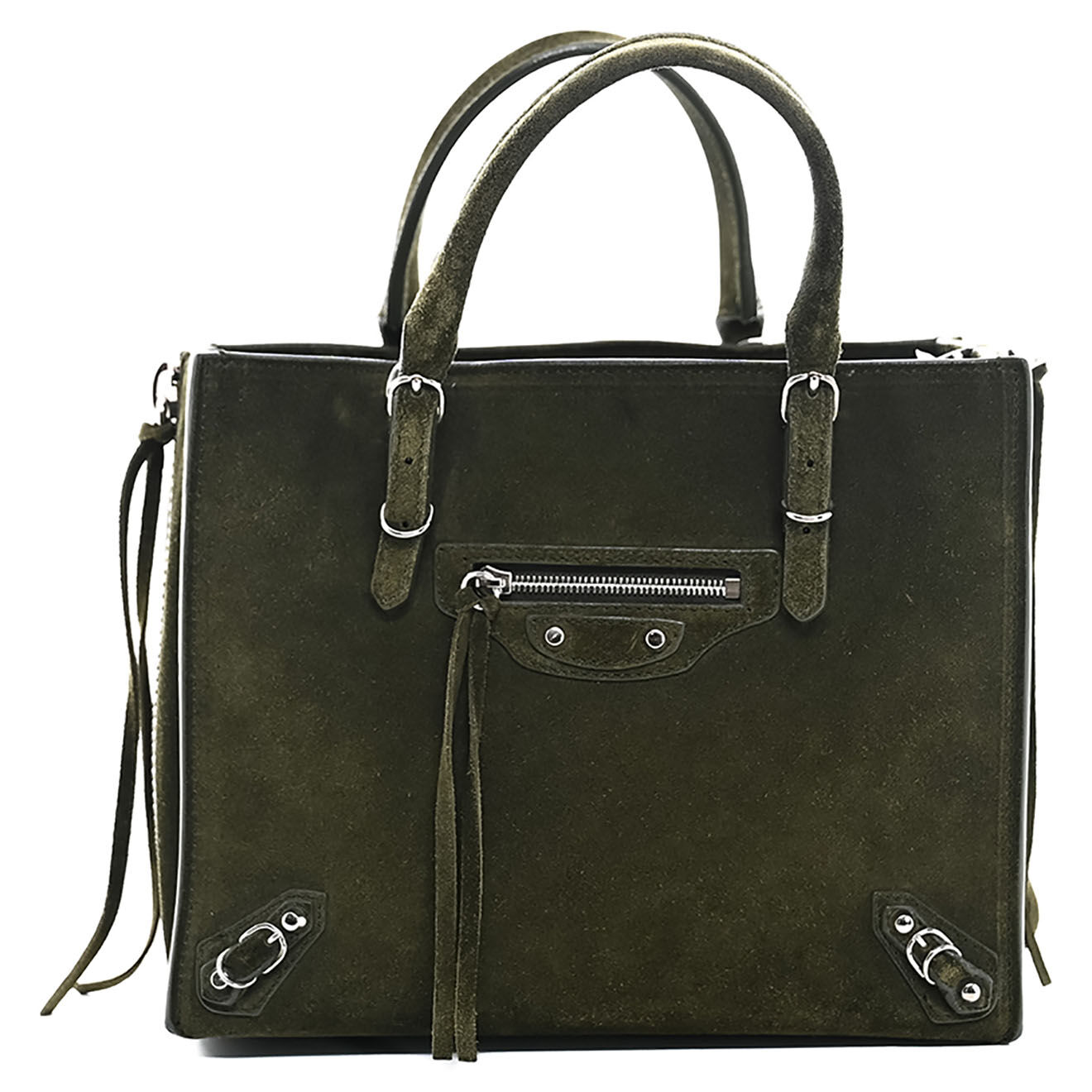 Balenciaga Sac bandoulière en Daim Papier kaki - Très bon état - L.22.5 cm