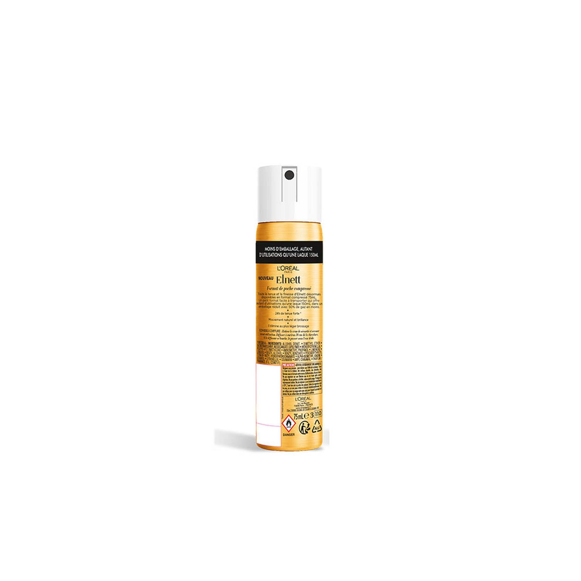 Laque Elnett Fixation Forte Format Compressé · Mouvement naturel