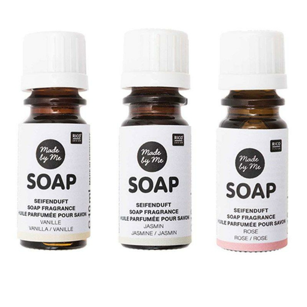 3 huiles parfumées 10 ml pour savon - vanille, jasmin, rose