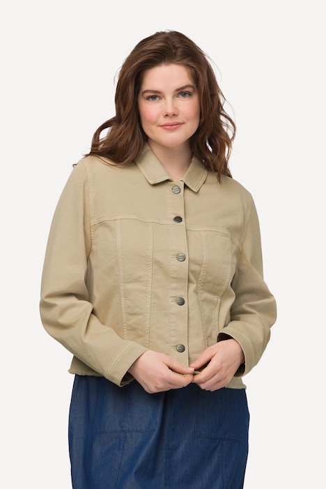 Color-Jeansjacke, Fransensaum, Oversized, Biobaumwolle