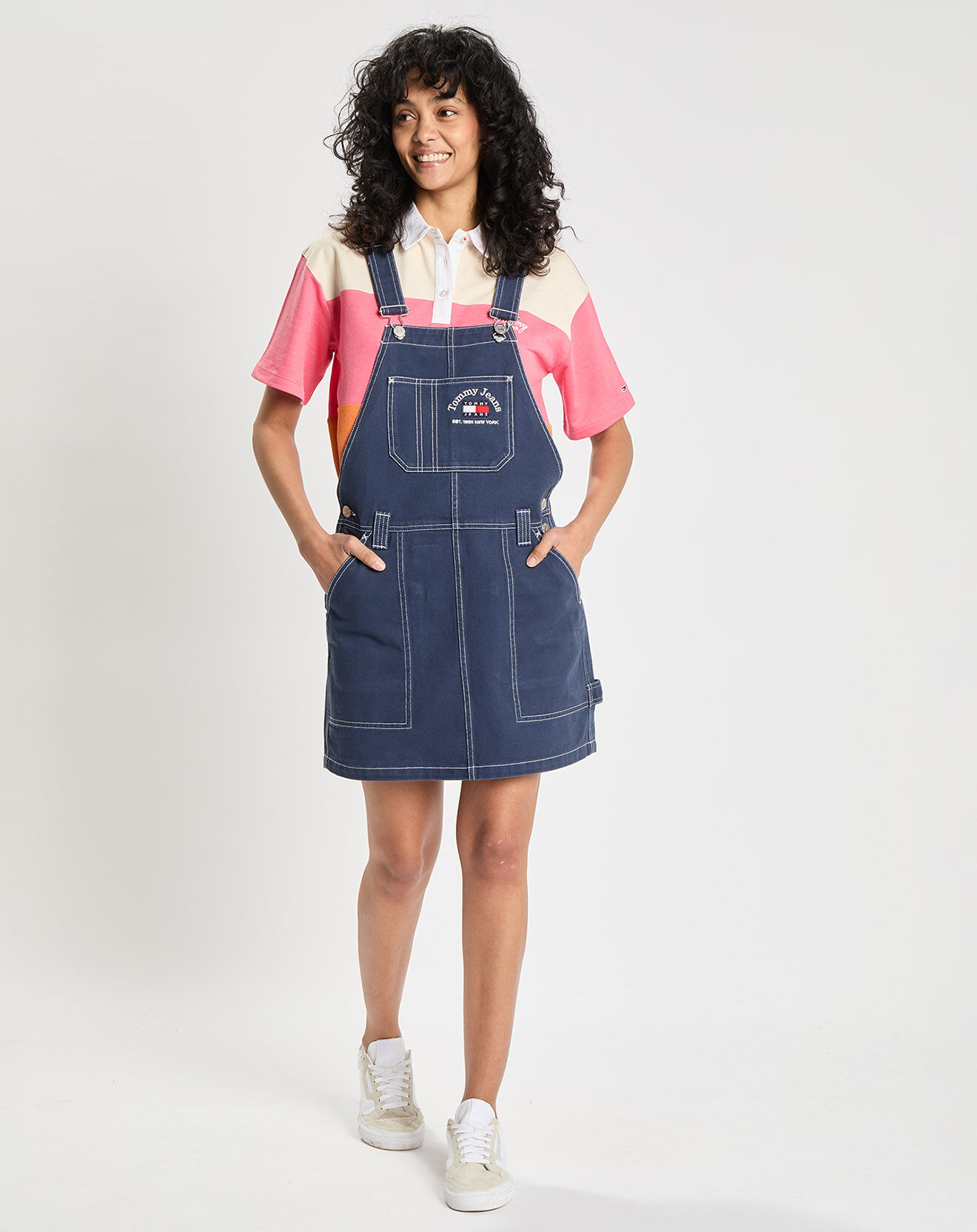 Tommy Jeans Robe Salopette Timeless Dungaree bleue