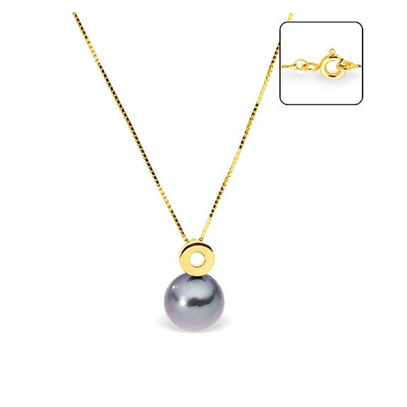 Collier Pendentif Femme en Or Jaune 375/1000 et Perle de Tahiti