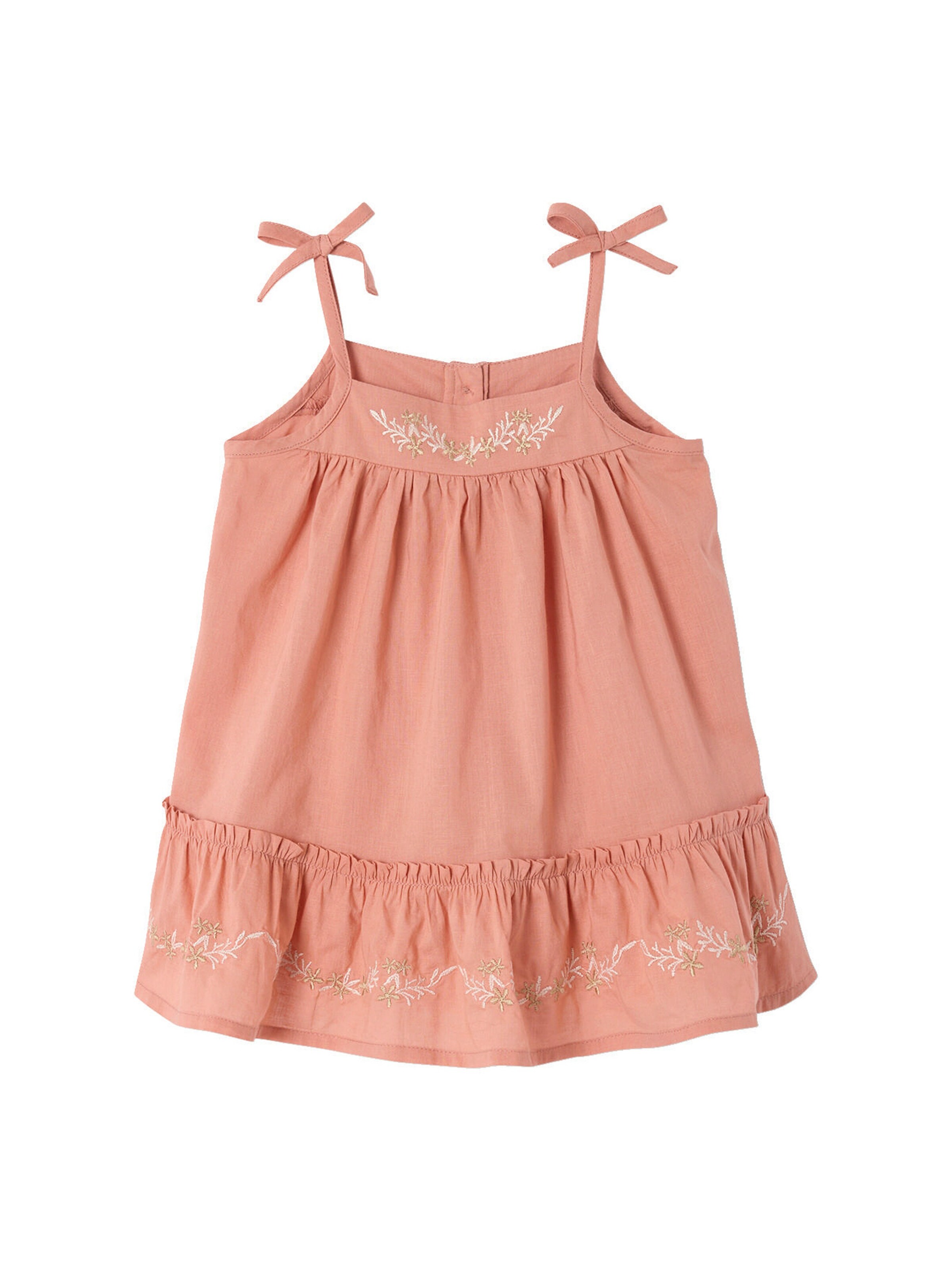 Vertbaudet Baby Trägerkleid aus besticktem Voile rosa