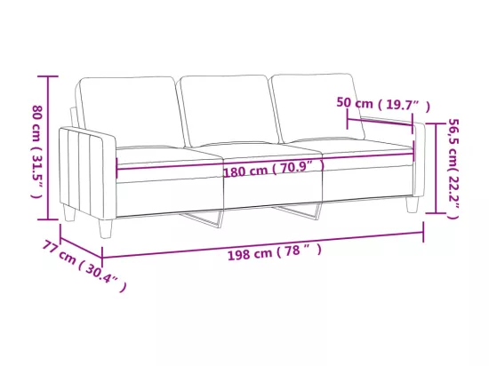 Canapé à 3 places Gris clair 180 cm Velours