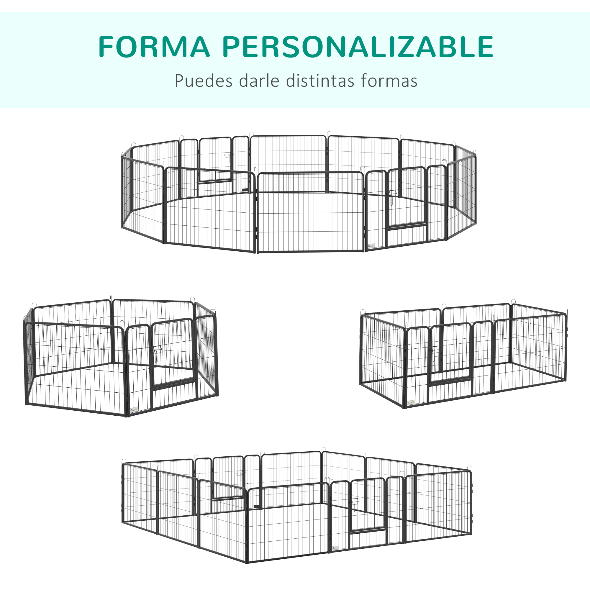 Parque para cães PawHut com 12 painéis, modelo faça você mesmo, com 2 portas, para uso interno e externo, em aço, 80x60 cm, preto.