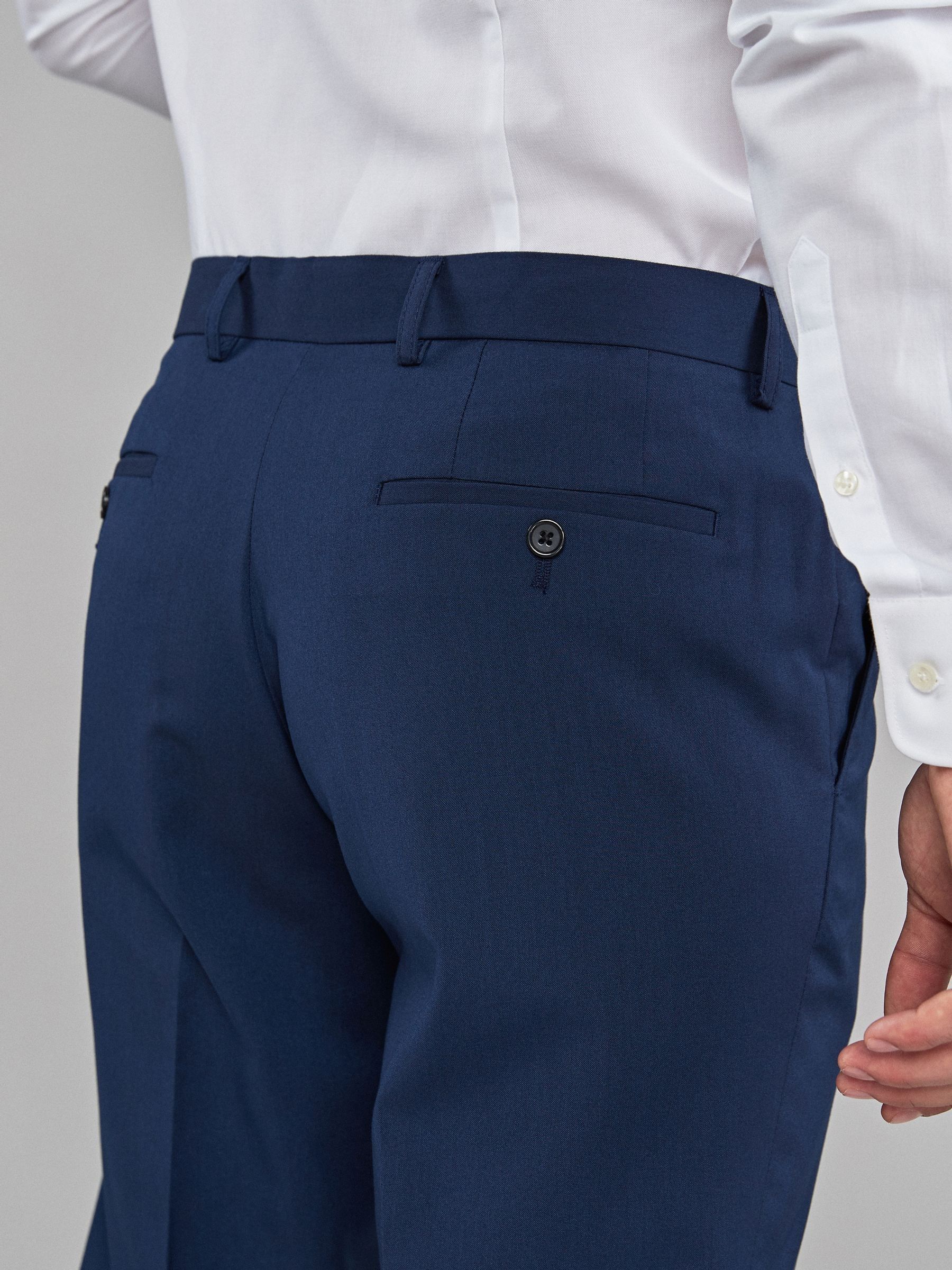 Helderblauw - Normale Pasvorm - Chique stretchy broek