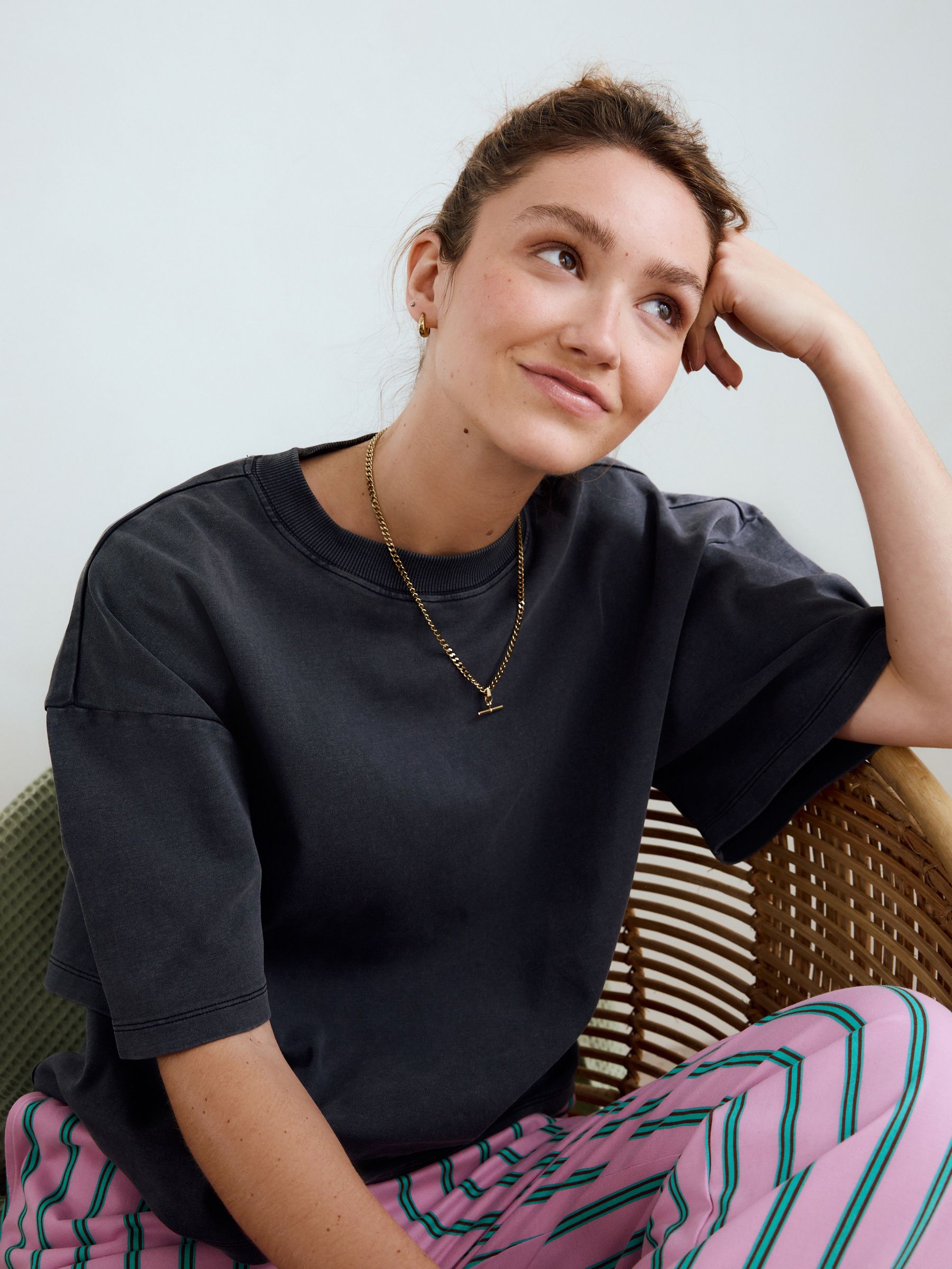 Grijs/Roze Strepen - 100% katoenen pyjama met korte mouwen