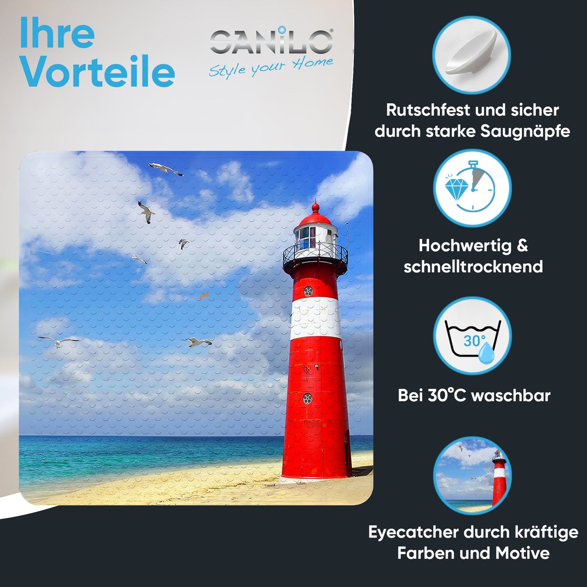 Sanilo badmat vuurtoren 53 cm x 53 cm