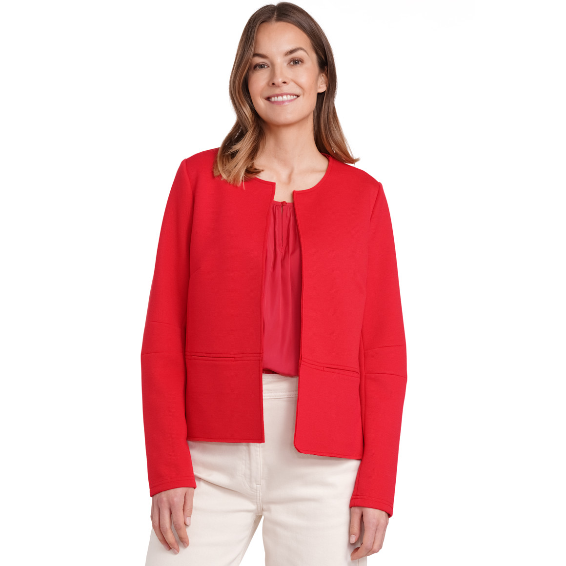 Gina Benott Damen Blazer mit leichter Struktur rot