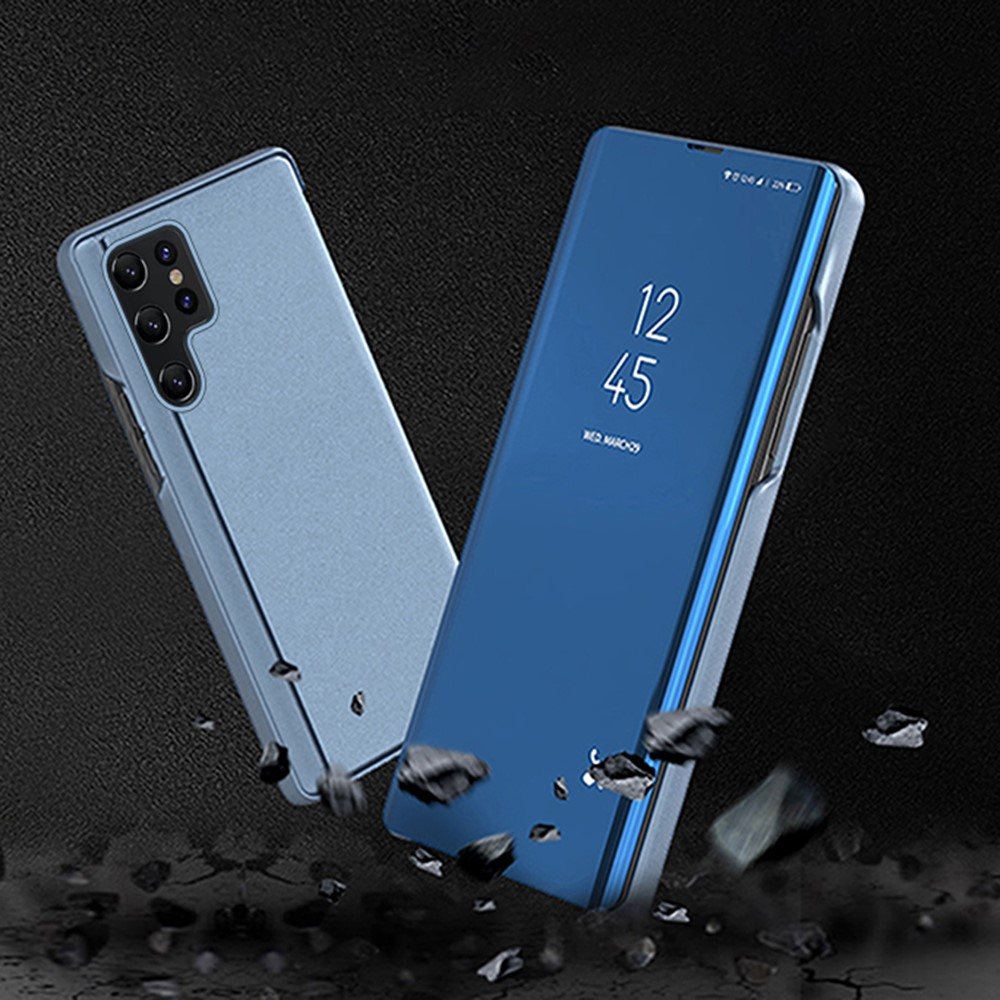 Samsung Galaxy S25 Ultra Clear View Standing Flip Cover Tasche - Blau