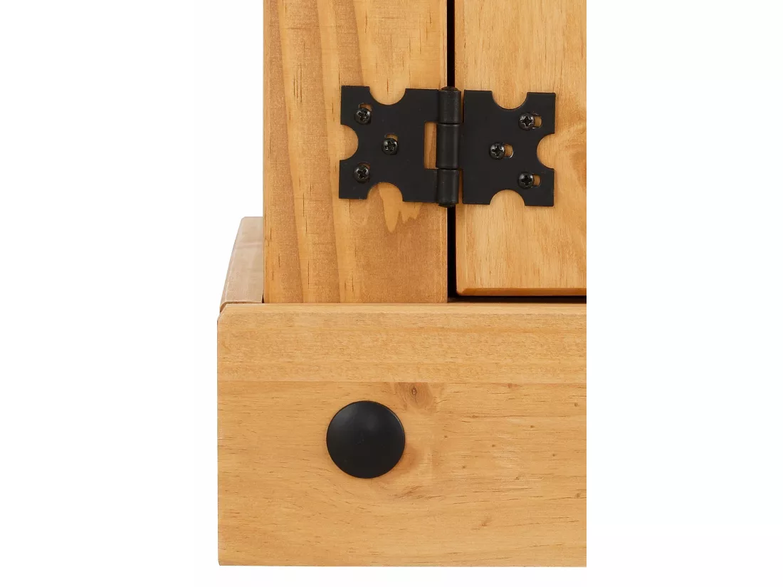 Meuble TV avec 2 portes et 1 étagère en pin
