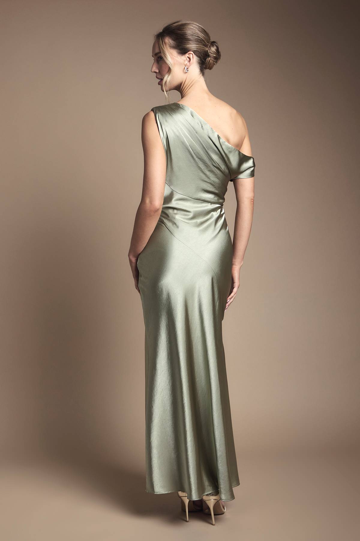 Coast Robe de Demoiselle d'Honneur Longue Sirène en Satin Asymétrique Moulante