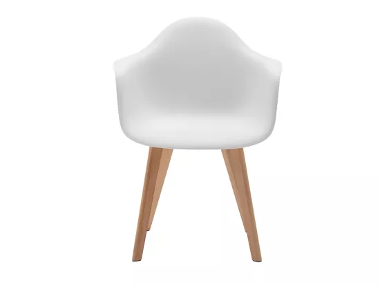 Lot de 2 chaises avec accoudoirs VIXI - Polypropylène et Hêtre - Blanc