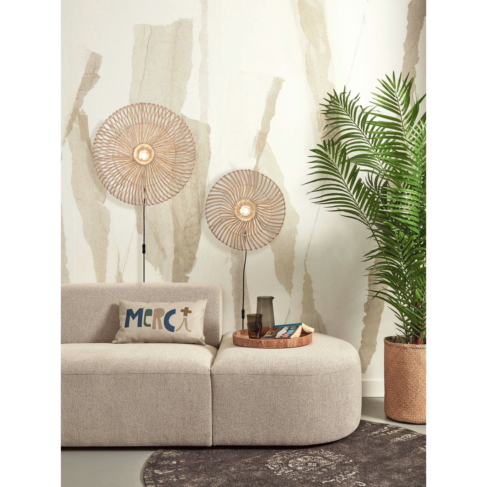GOOD&MOJO Wandlamp Zanzibar - Rotan Wit - Ã40cm