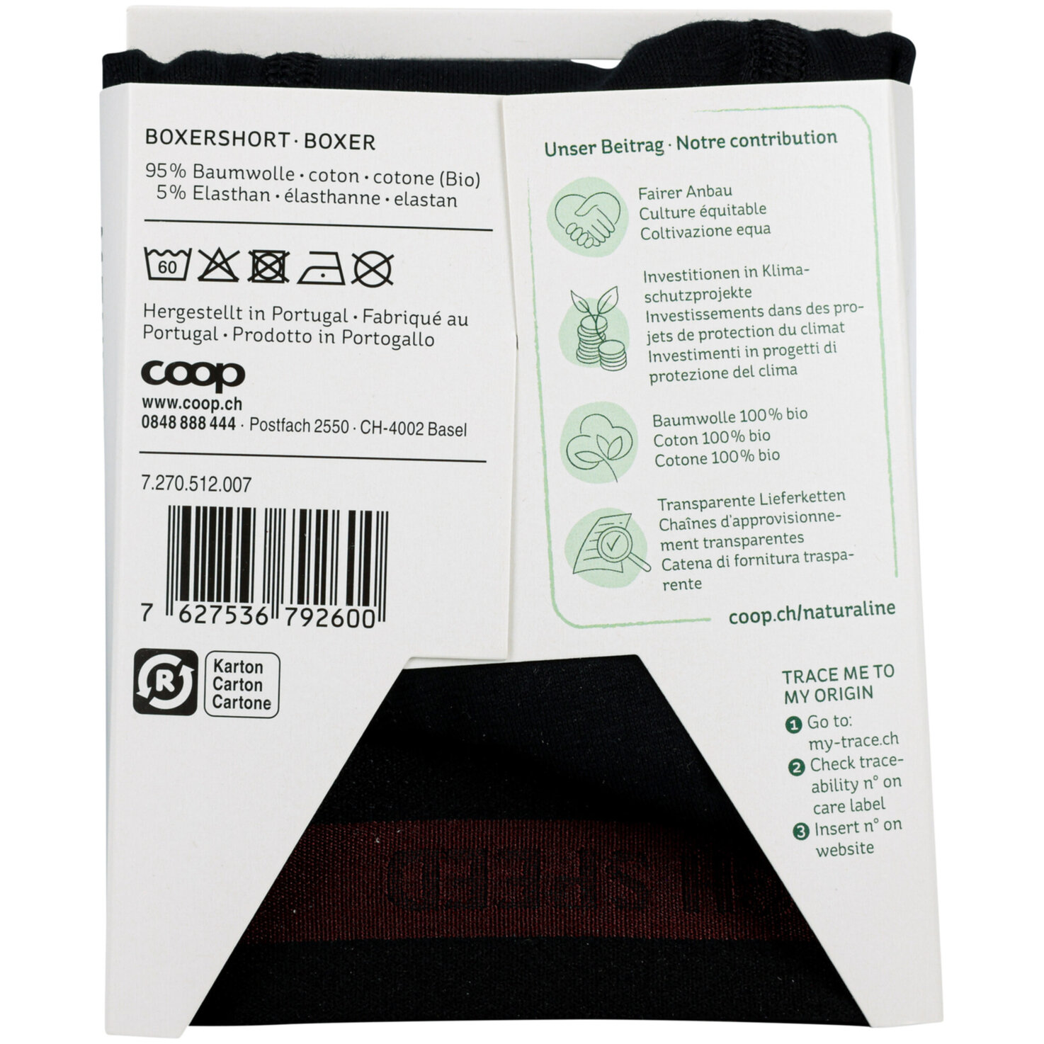 Naturaline Textil Herren Boxer schwarz L