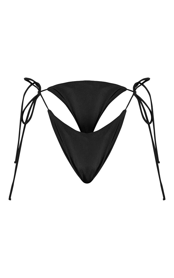 Noir Bas De Bikini À Liens Latéraux Avec Devant En V