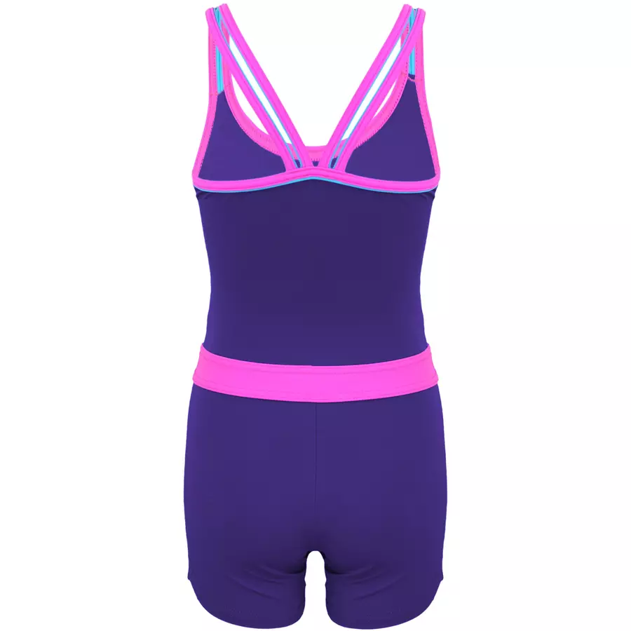 Aquarti Mädchen Badeanzug mit Bein Racerback violett