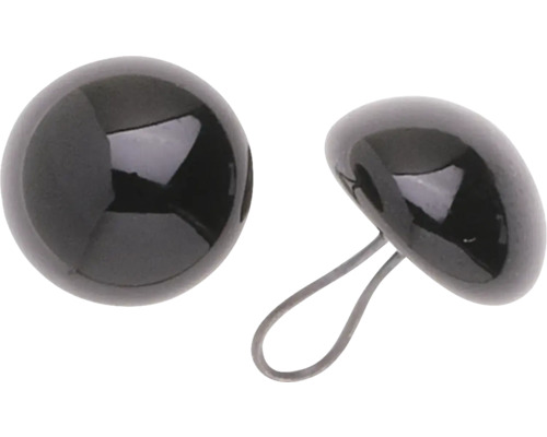 Hobbyoogjes, glas, zwart, 8 mm, 2 stuks