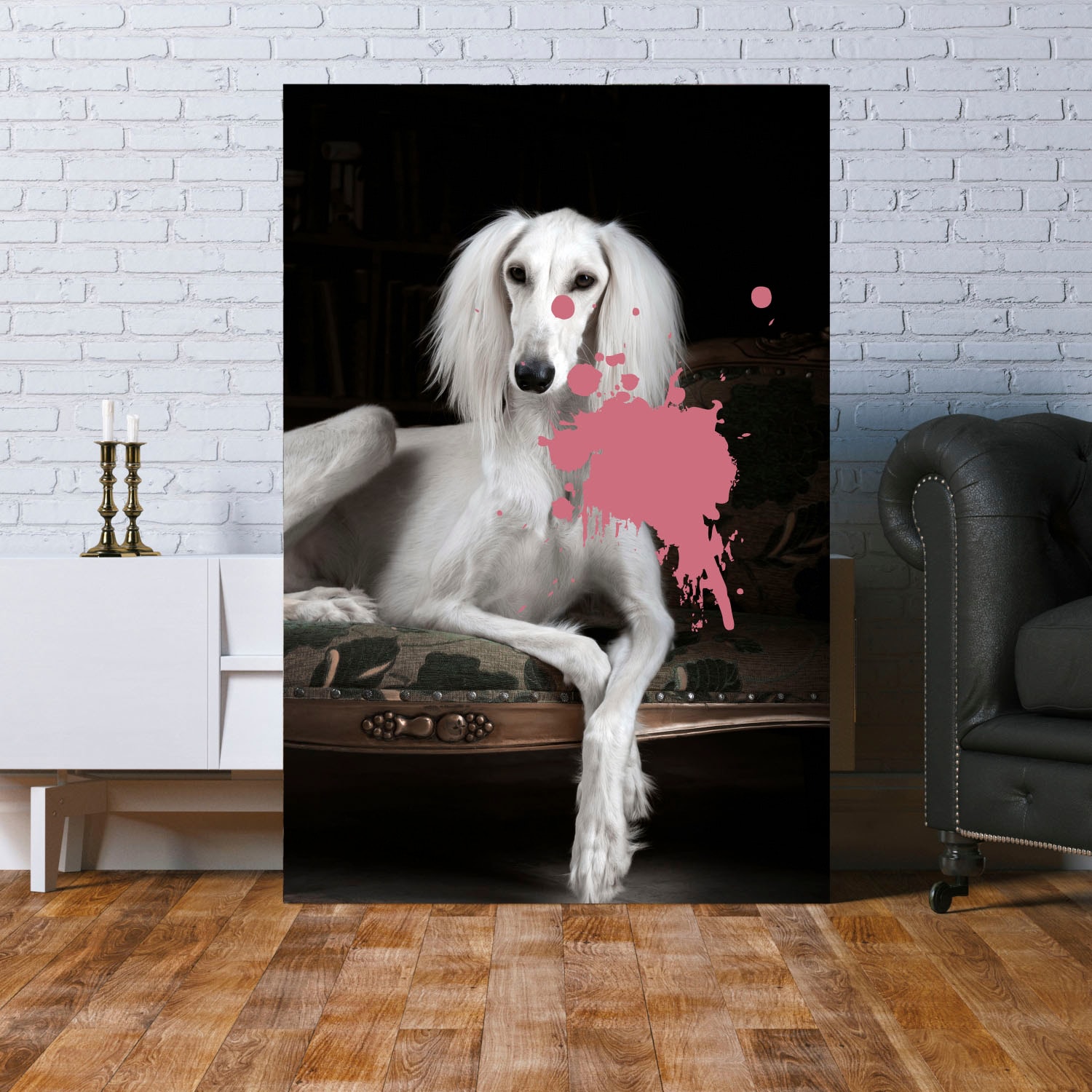 queence Acrylglasbild »Hund mit Farbklecks« Formen | Gemälde | Haustiere | Historische Persönlichkeiten | Hund | Hundebilder | Kunst Fine Art-Print in Galeriequalität