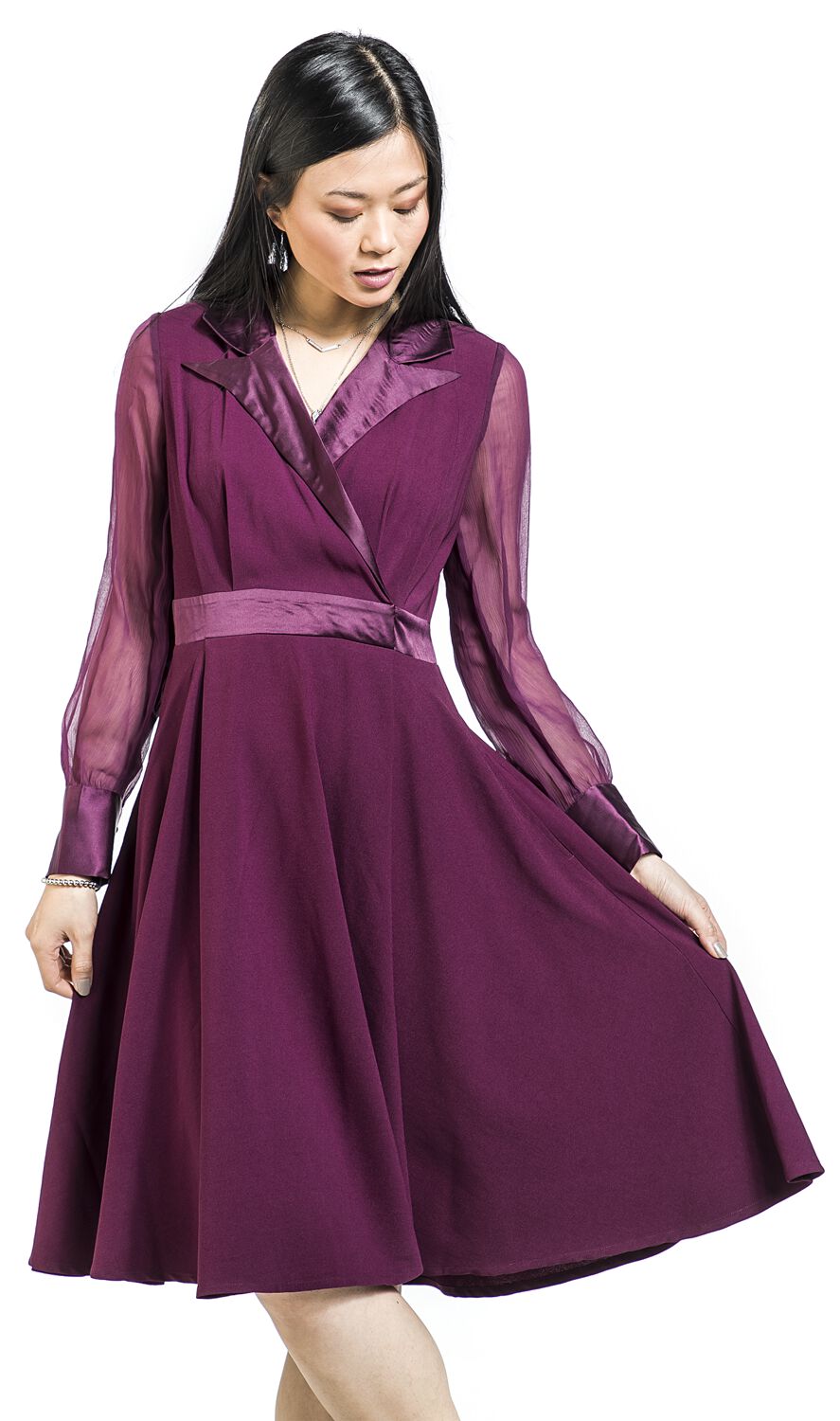Polly - Robe Prune | Timeless London Robe mi-longue