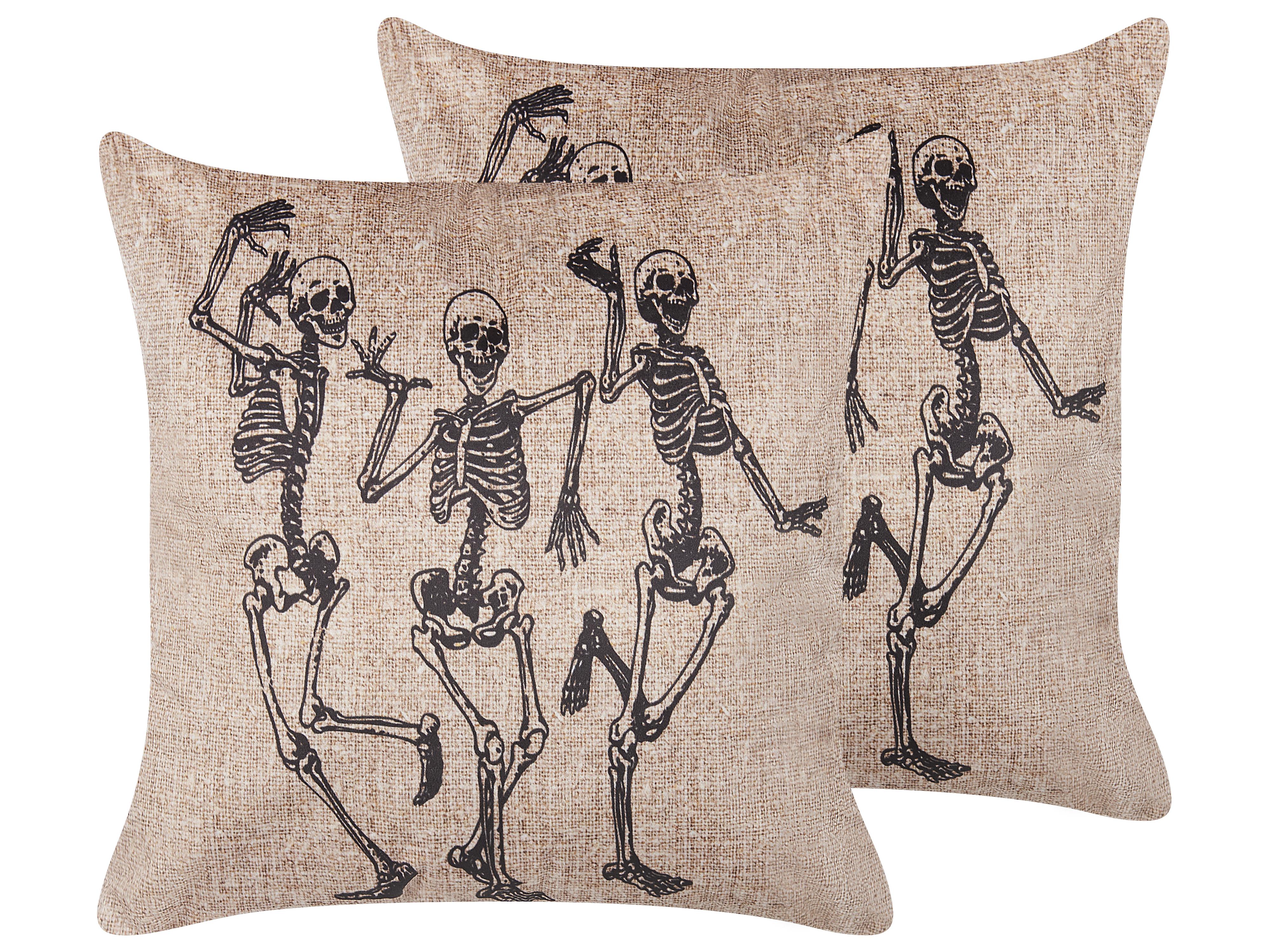 Set van 2 sierkussens MORTESTI Fluweel 45 x 45 cm Lichtbeige abstract patroon