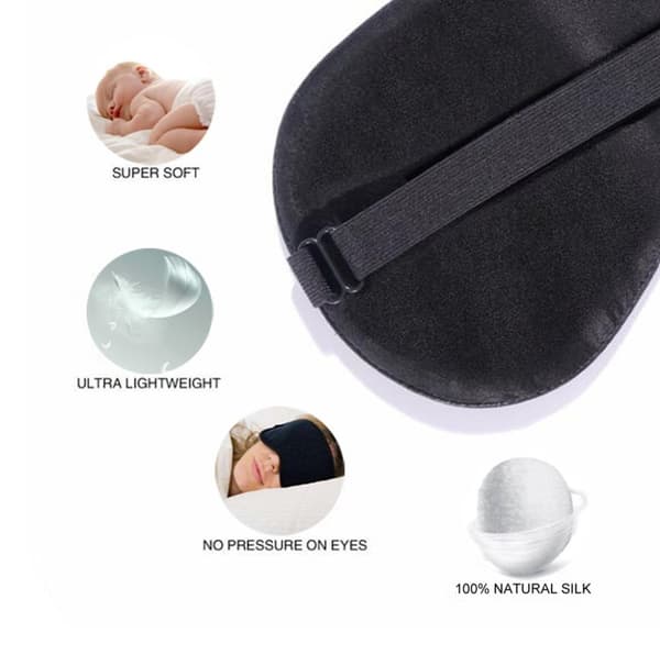 INF Sovemaske 100% silke Svart