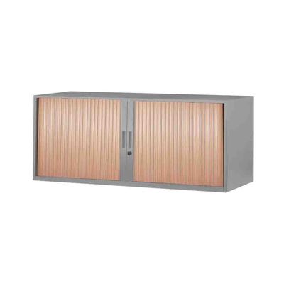 Réhausse pour armoire à rideaux métalliques - L120 x P43 x H43 cm - silver/imitation hêtre