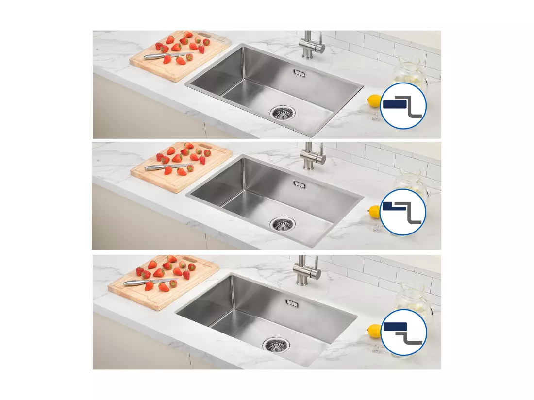 AuraLum Max Évier Cuisine 1 Bac 70*44*19CM Évier Montage à Encastrer,à Fleur/Sous-Plan Acier Inox 304 Évier Brossé avec Siphon/Trop-Plein,EU Modèle