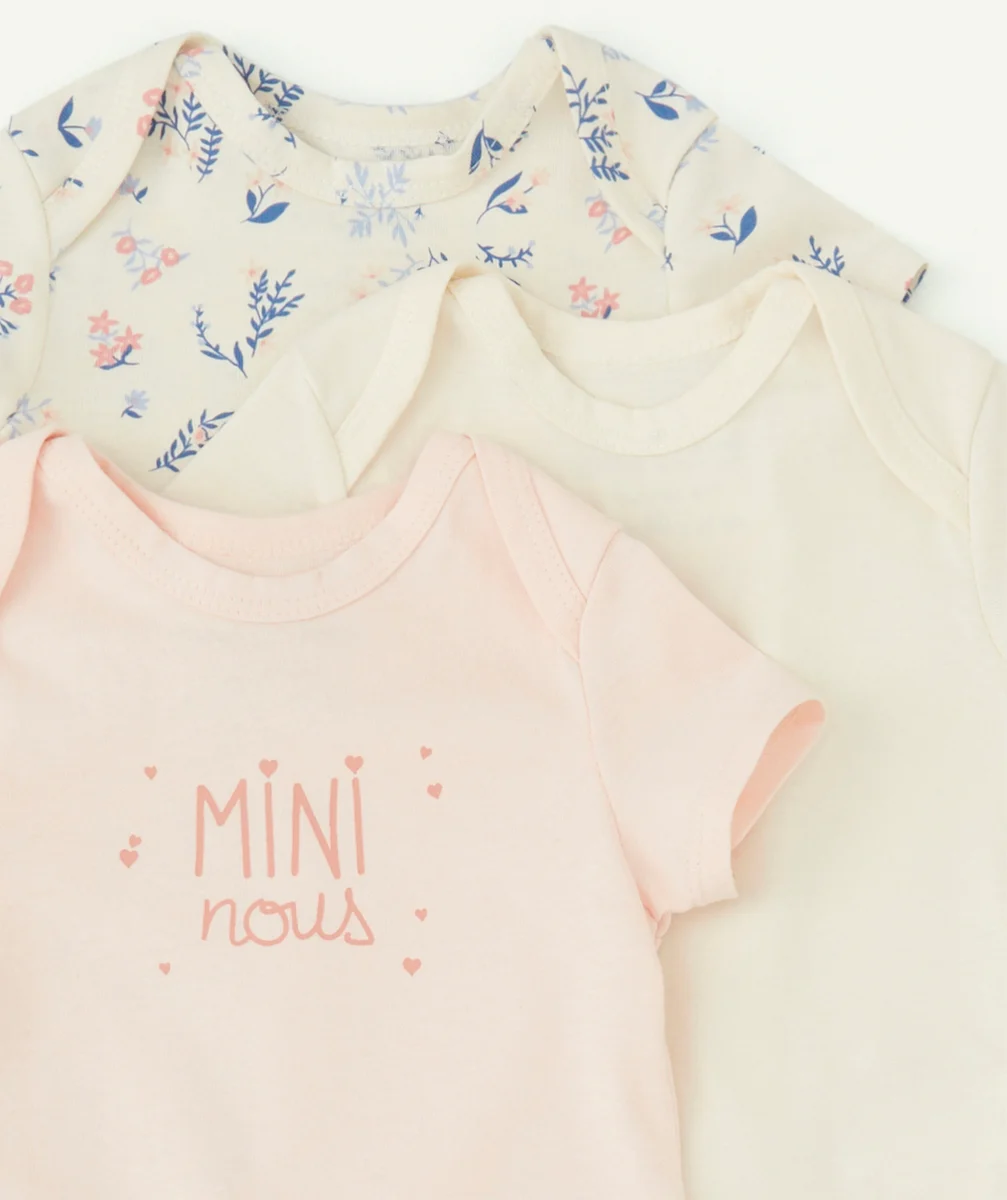 LOT DE 3 BODIES MINI NOUS EN COTON BIO BÉBÉ