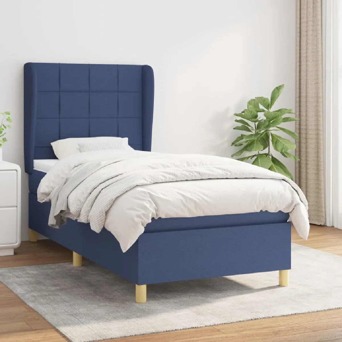 vidaXL Sommier à lattes avec matelas - Bleu 80x200 cm