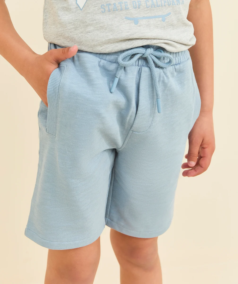 bermuda garçon en coton biologique bleu