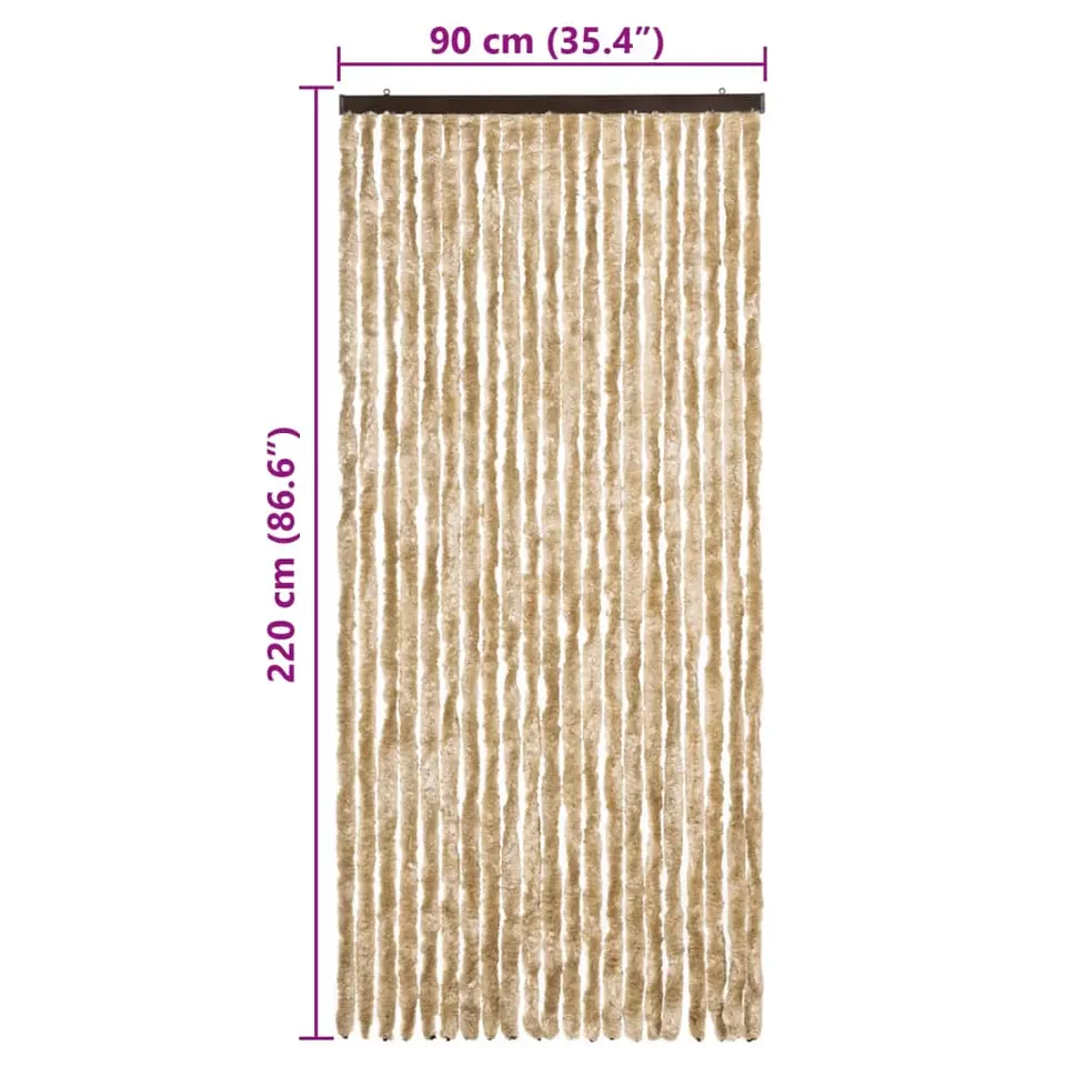 vidaXL - Insectengordijn - Beige - Polypropyleen - 90 x 220 cm