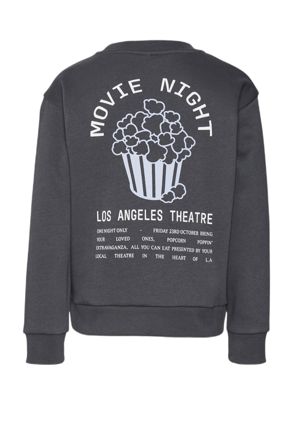 VERO MODA GIRL sweater VMBITTE MALY met backprint donkergrijs