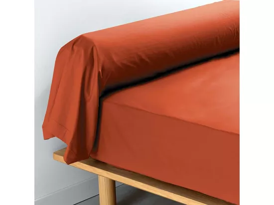 Taie de traversin taie d'oreiller 85 x 185 cm en coton , 100% percale coloris rouge argile