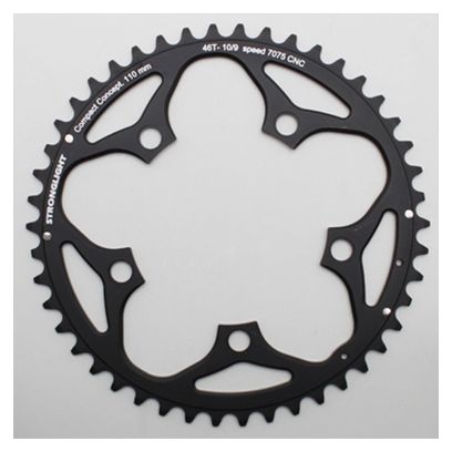 PLATEAU ROUTE 5BRA D.110 STRONGLIGHT 46DTS  EXTERIEUR NOIR ALU 7075 TYPE SHIMANO 9-10V.
