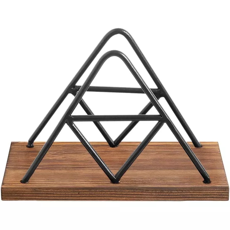 (18x12cm) Servietten Ständer Triangel Tischdeko Mundtuch Halter - Braun / Schwarz