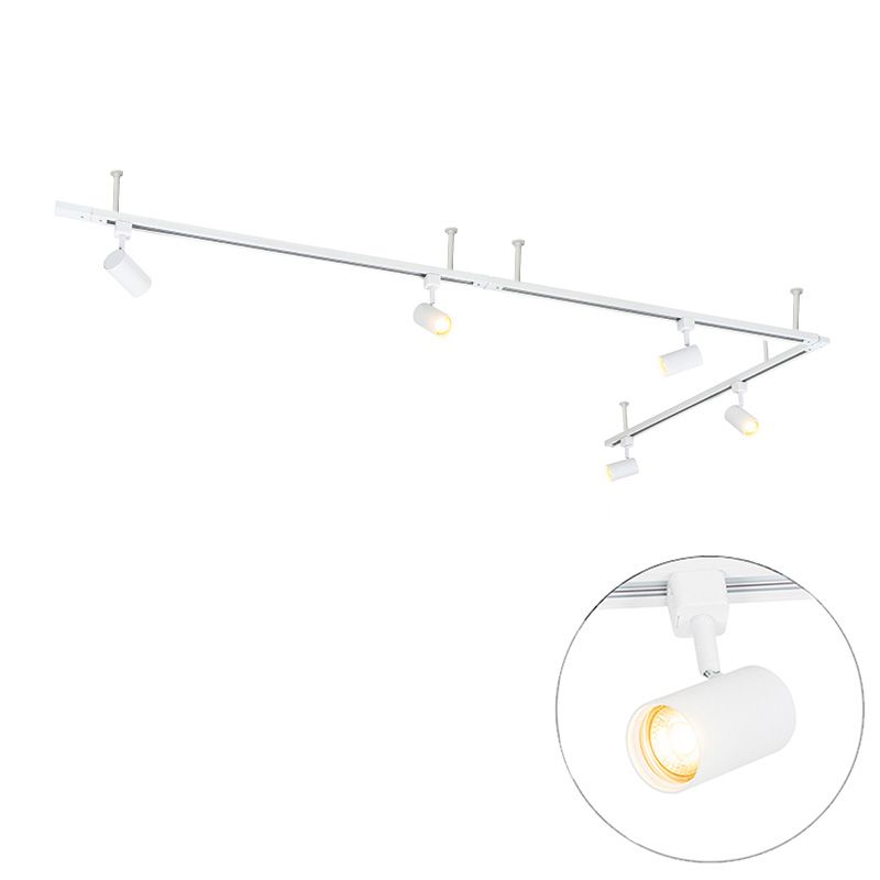 Modern hangend railsysteem met 5 spots wit 1-fase - Iconic Jeana