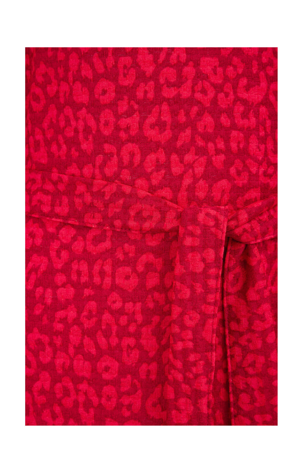 WE Fashion jurk met all over print en plooien rood