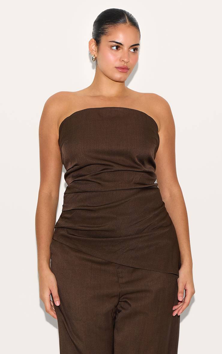 Deep Chocolate Ensemble Coordonné Haut Tissé Ajusté Grande Taille