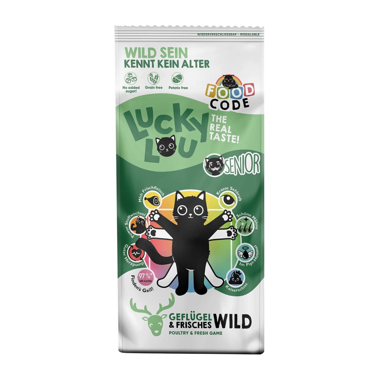 Lucky Lou Trockenfutter Katze Senior, Food Code, Geflügel & Wild 3 kg
