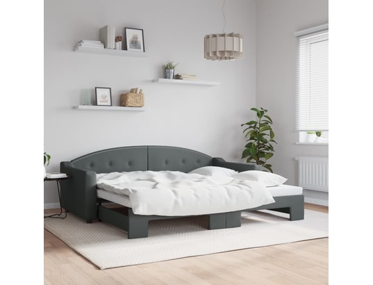 VIDAXL - Lit de jour avec lit gigogne gris foncé 90x200 cm tissu