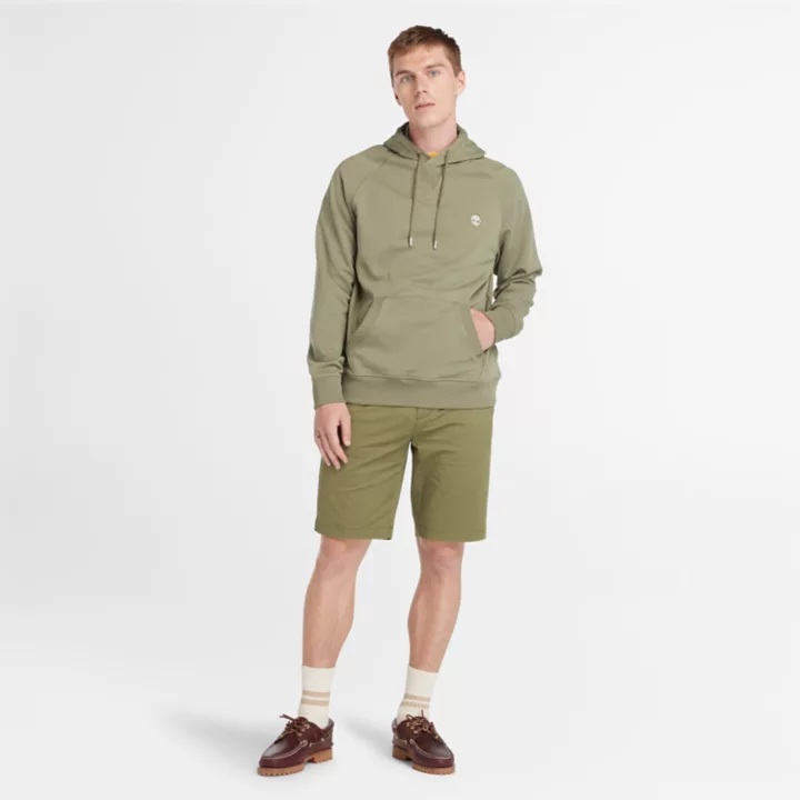 Sweat à capuche à envers bouclé pour homme en vert
