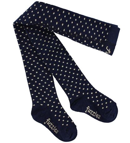 Fuzzies Strumpfhosen - Navy m. Beige Punkte
