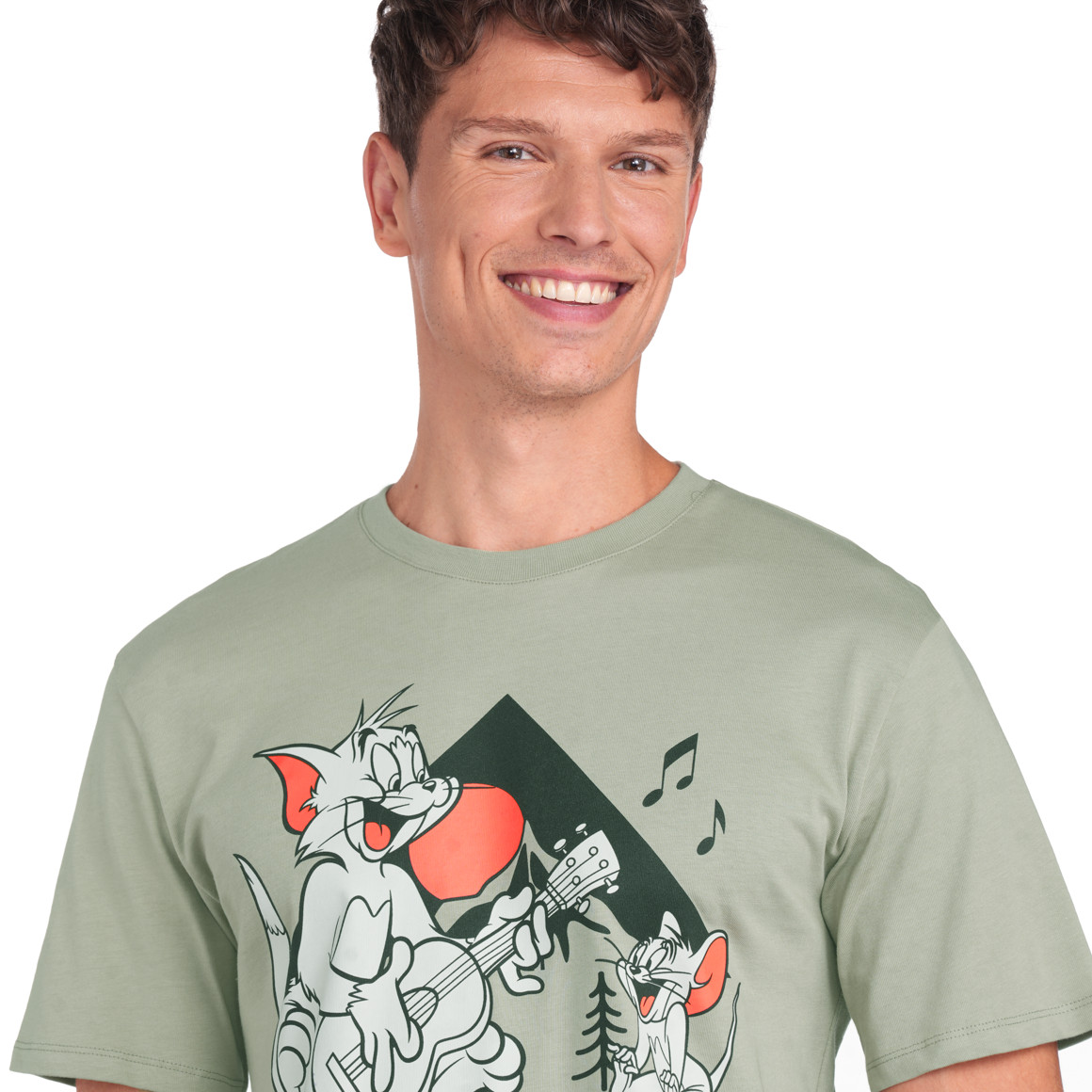 VanVaan Tom & Jerry T-Shirt mit großem Print schilfgrün