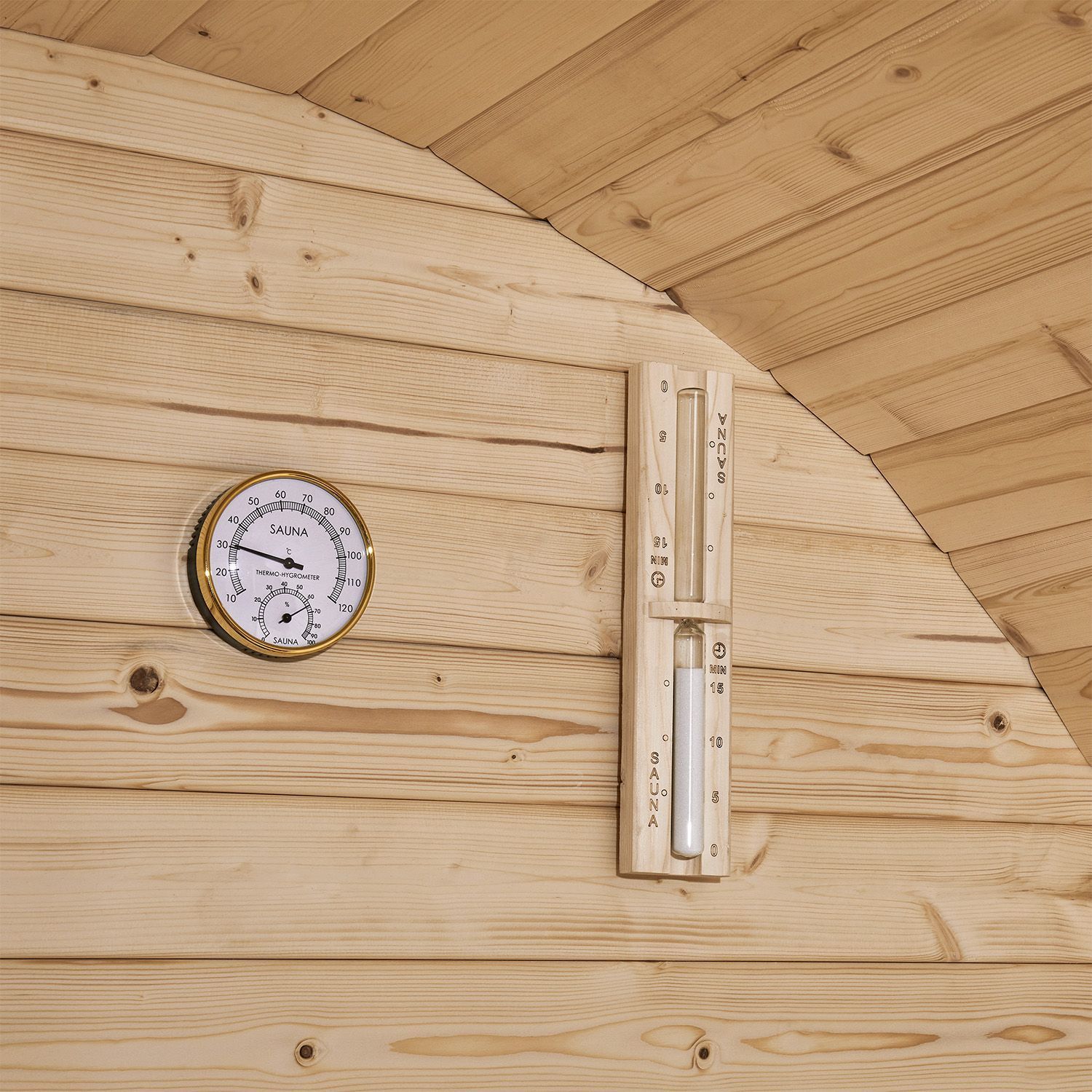 Artsauna Fasssauna Spitzbergen 120 - 2 Personen, 3,6 kW Ofen, Zubehör - Fichtenholz Sauna